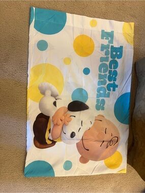 Peanuts 'Best Friends'  Pillowcase Snoopy Charlie Brown-Like New